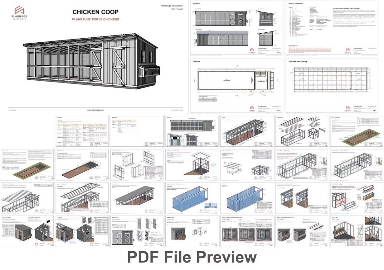Walk-In Chicken Coop Plans for 20-24 Chickens