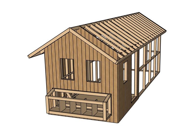 Large Chicken Coop Plans 8x22 ft with Run