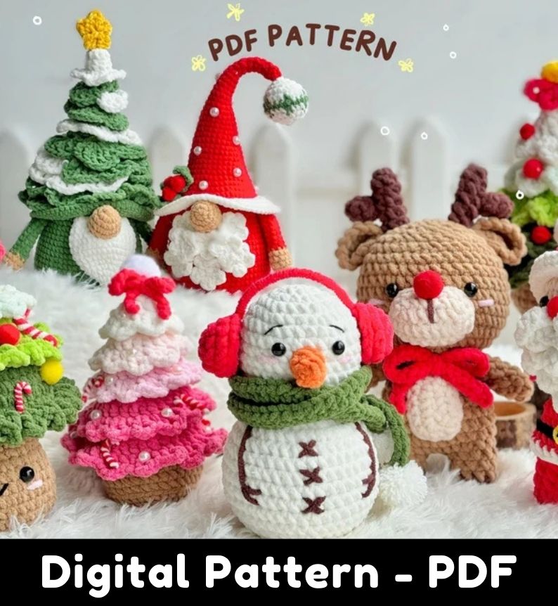 Crochet Christmas Slippers Pattern PDF