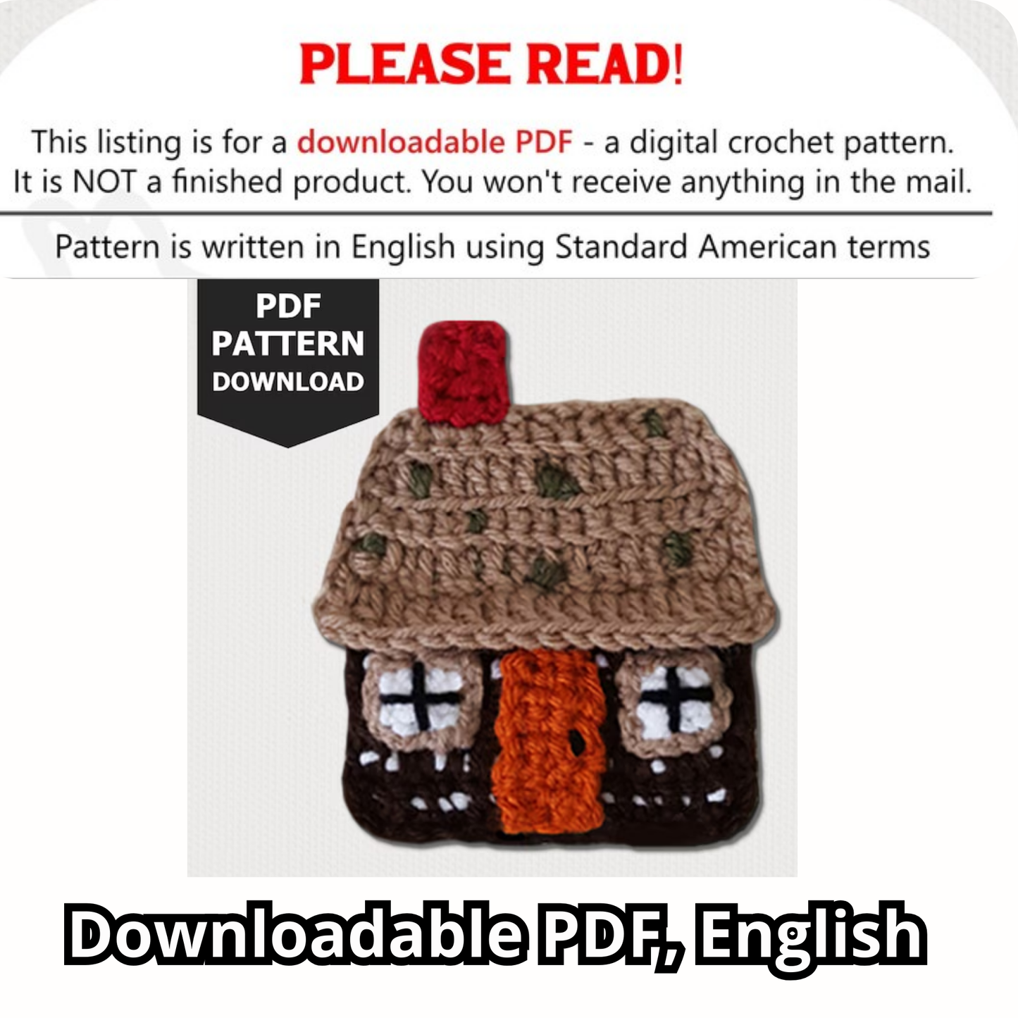 Mountain Cabin crochet pattern - Applique - Crochet Pattern