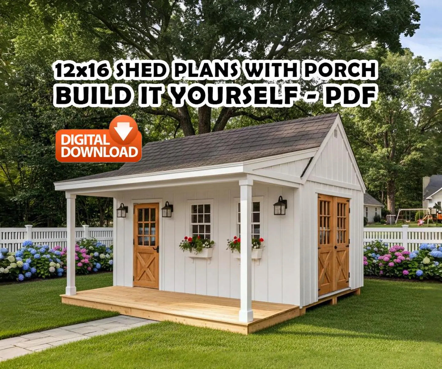 12x16 Shed with Porch – Instant PDF Download + Materials List