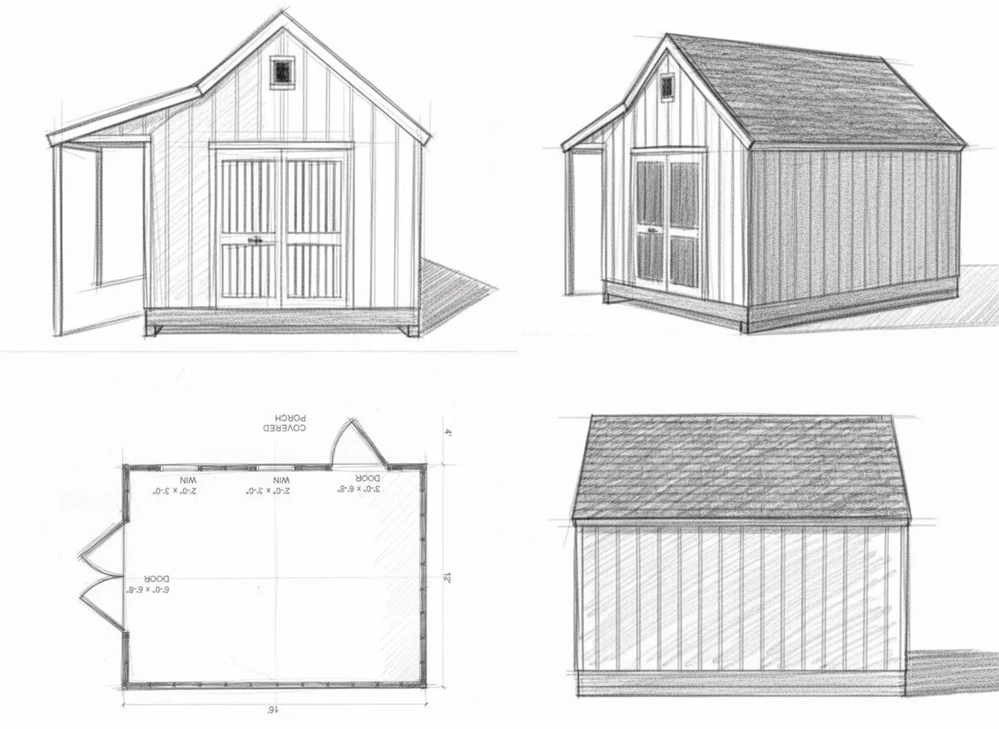 12x16 Shed with Porch – Instant PDF Download + Materials List