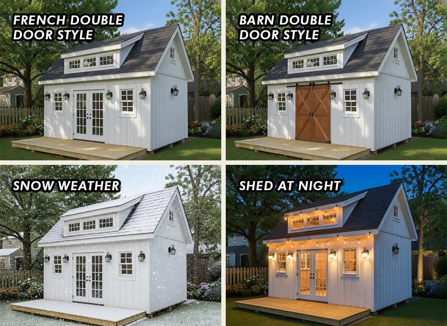 12x16 Garden Shed Plans With Loft (PDF) – Workshop & Storage Shed with Double Doors, Blueprints with Materials List and 2 Door Options