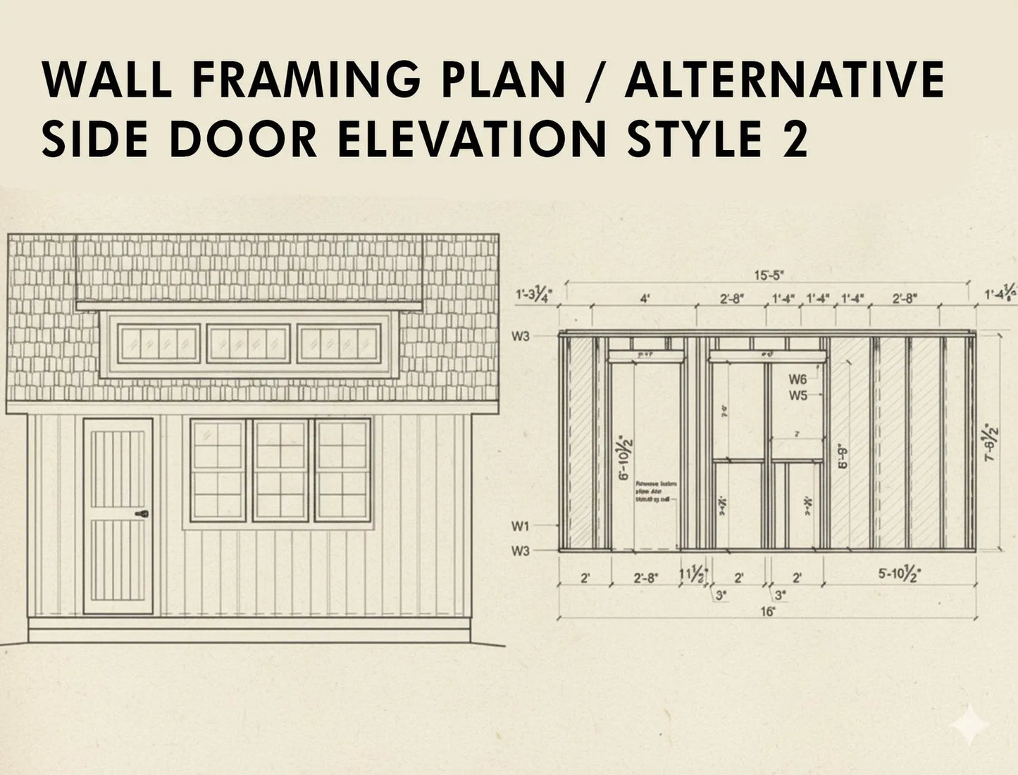 12x16 Garden Shed Plans With Loft (PDF) – Workshop & Storage Shed with Double Doors, Blueprints with Materials List and 2 Door Options