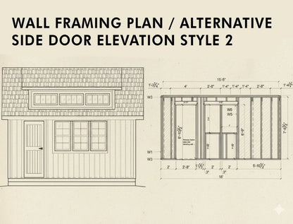 12x16 Garden Shed Plans With Loft (PDF) – Workshop & Storage Shed with Double Doors, Blueprints with Materials List and 2 Door Options