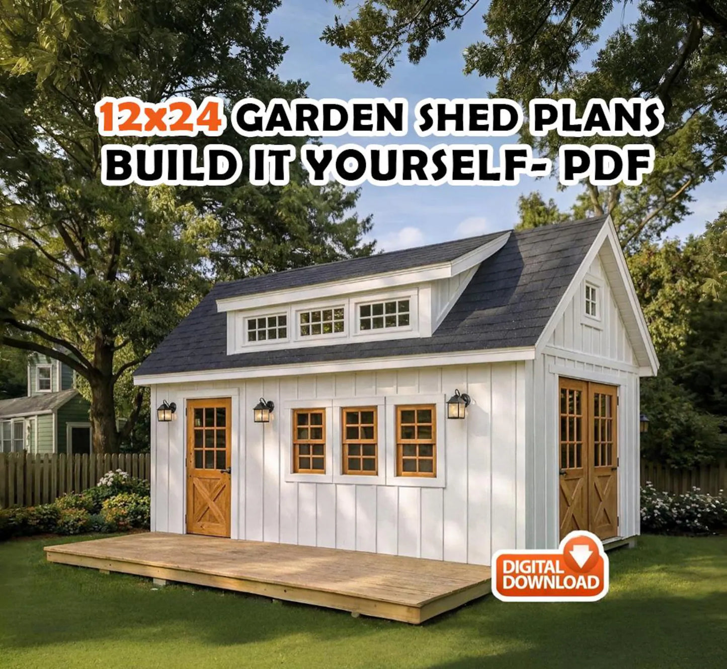 12x24 Garden Shed Plans With Loft (PDF)