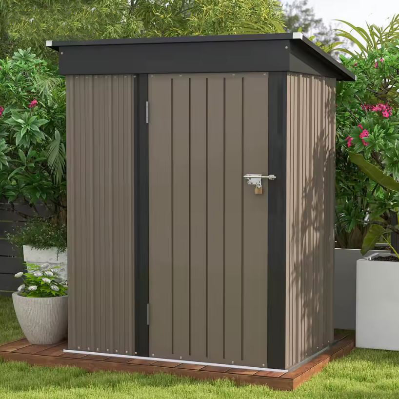 5x3 Metal Outdoor Storage Shed with Lockable Door and Base Frame