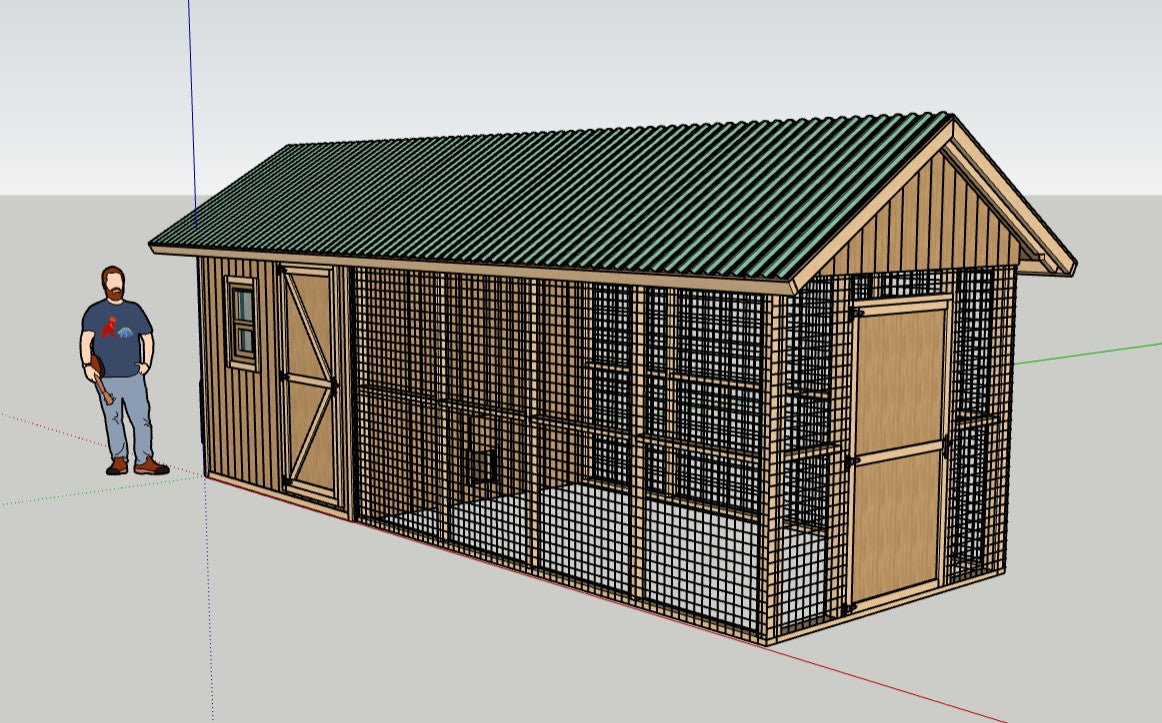 Large Chicken Coop Plans 8x22 ft with Run