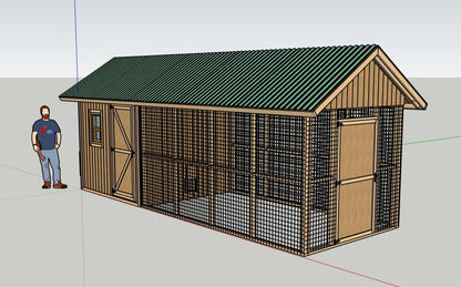 Large Chicken Coop Plans 8x22 ft with Run