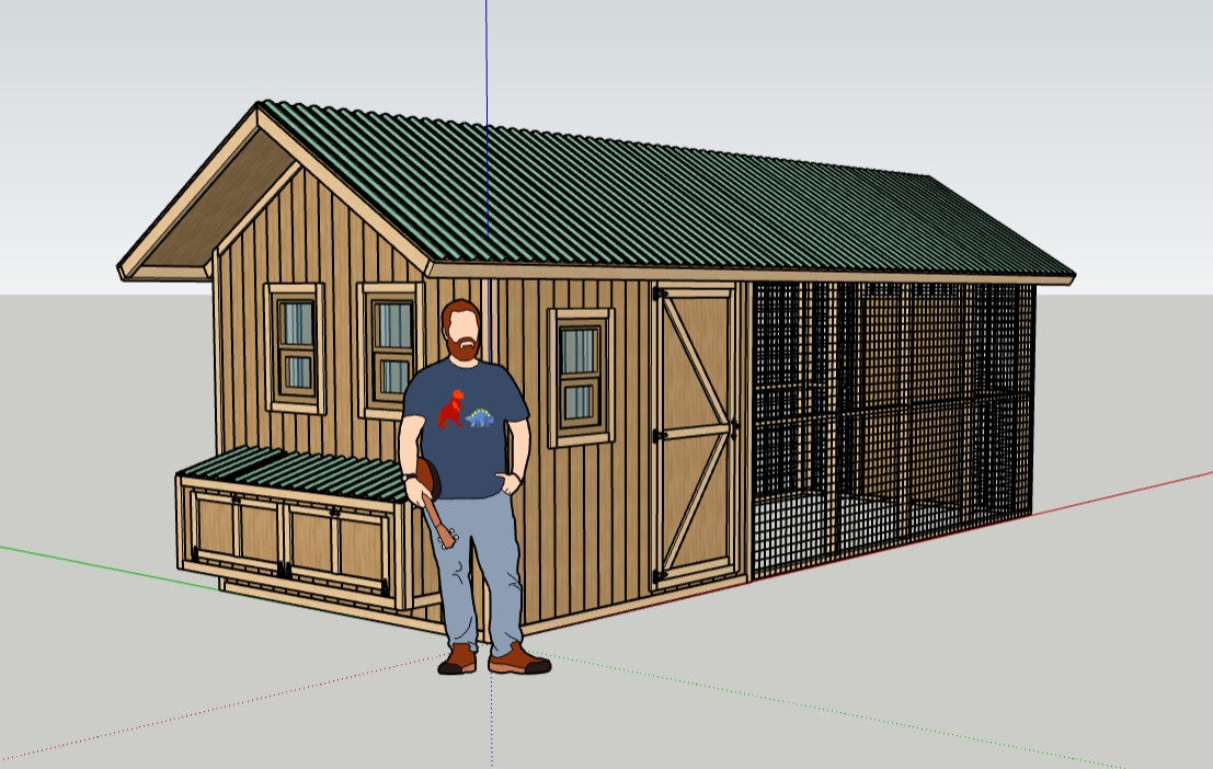 Large Chicken Coop Plans 8x22 ft with Run