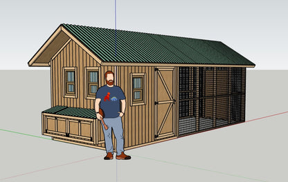 Large Chicken Coop Plans 8x22 ft with Run