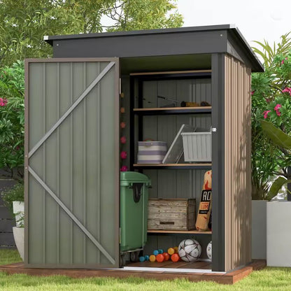 5x3 Metal Outdoor Storage Shed with Lockable Door and Base Frame