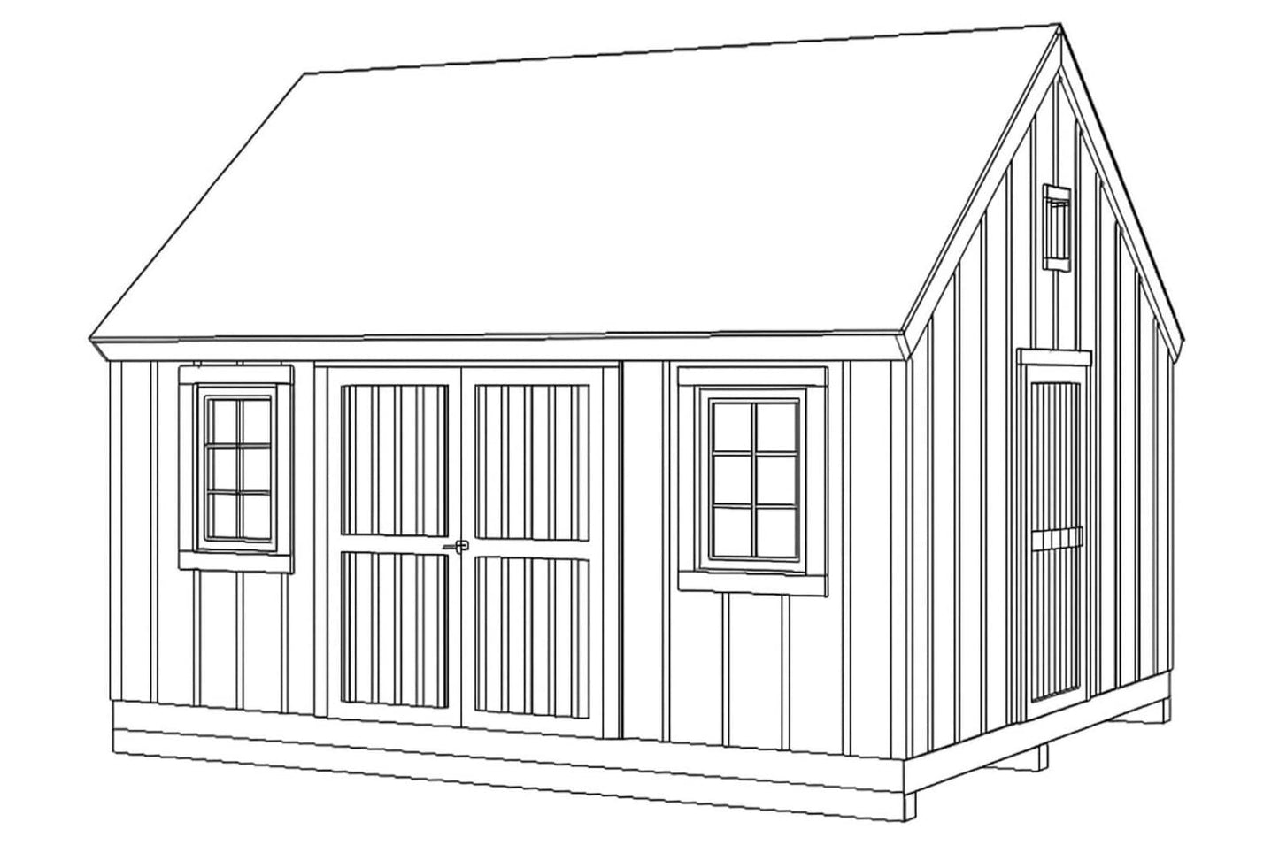12x16 Garden Shed Plans (PDF) – DIY Storage Shed Blueprints with Materials List
