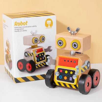 Wooden Montessori Multifunctional Gear Assembly Robot For Kids