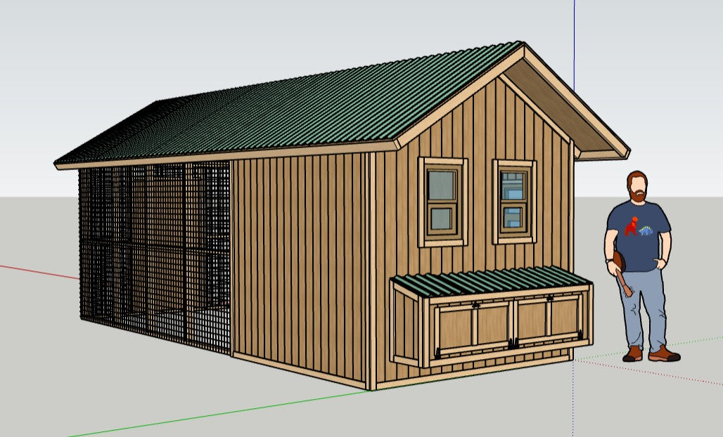 Large Chicken Coop Plans 8x22 ft with Run
