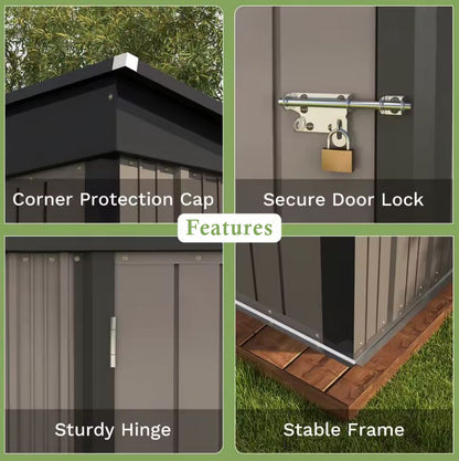 5x3 Metal Outdoor Storage Shed with Lockable Door and Base Frame