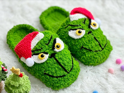 Crochet Christmas Slippers Pattern PDF