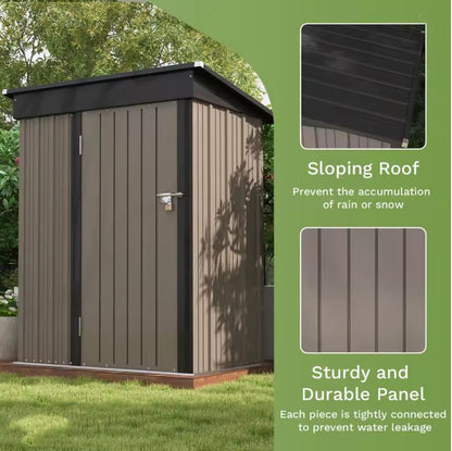 5x3 Metal Outdoor Storage Shed with Lockable Door and Base Frame