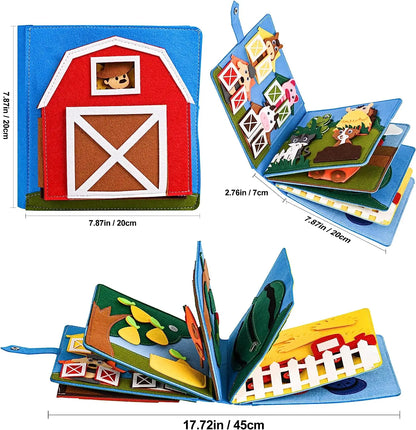 Montessori Felt Busy Book for Toddlers – Farm Animal Quiet Book Sensory Toy for Storytelling & Early Learning