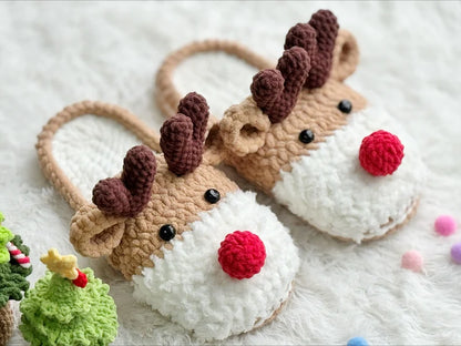 Crochet Christmas Slippers Pattern PDF