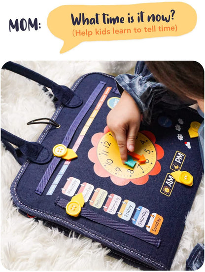 Montessori Dressing Skills Busy Board Bag – Felt Learning Toy for Toddlers