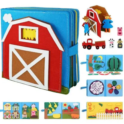 Montessori Felt Busy Book for Toddlers – Farm Animal Quiet Book Sensory Toy for Storytelling & Early Learning