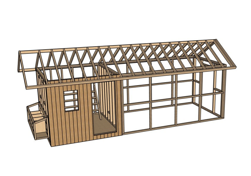 Large Chicken Coop Plans 8x22 ft with Run
