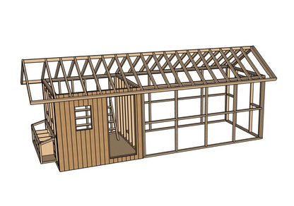 Large Chicken Coop Plans 8x22 ft with Run