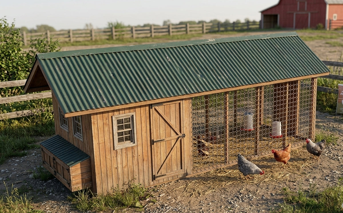 Large Chicken Coop Plans 8x22 ft with Run