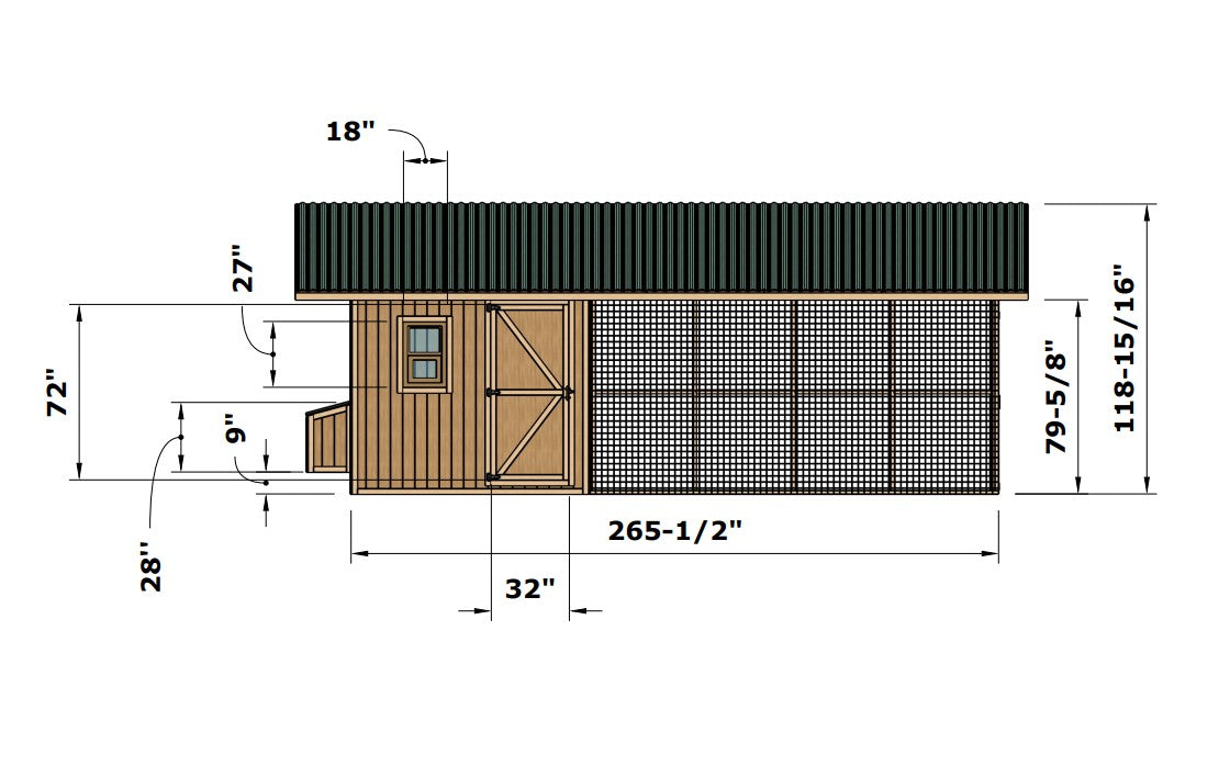 Large Chicken Coop Plans 8x22 ft with Run
