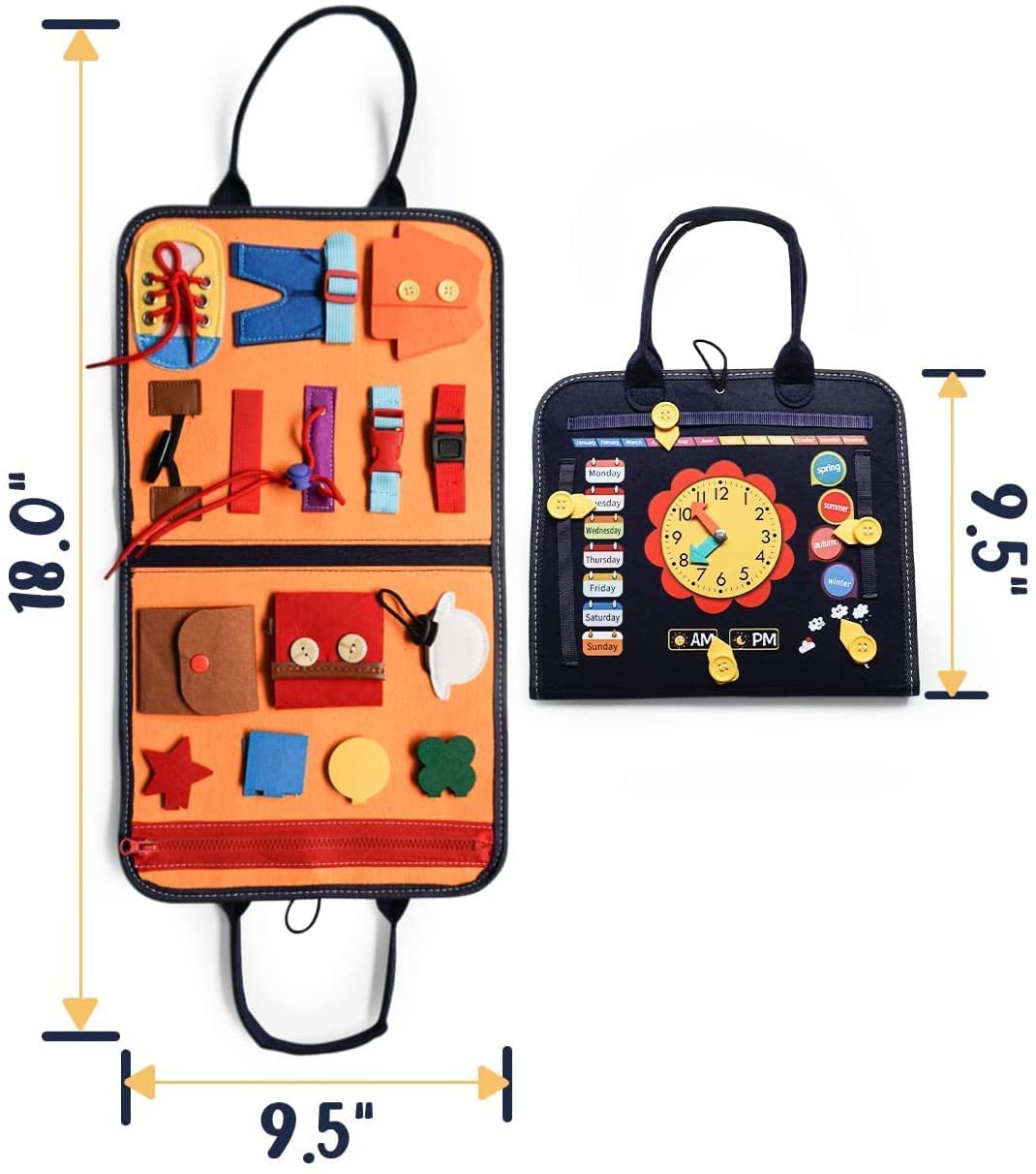 Montessori Dressing Skills Busy Board Bag – Felt Learning Toy for Toddlers