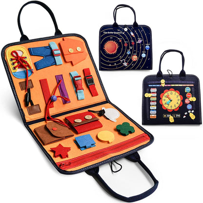 Montessori Dressing Skills Busy Board Bag – Felt Learning Toy for Toddlers