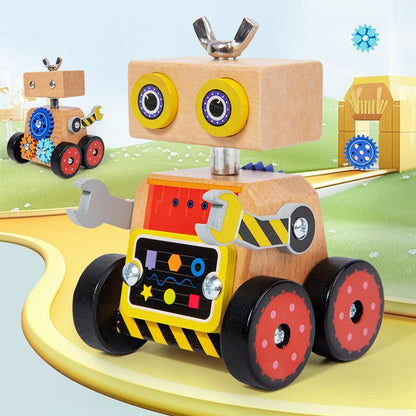 Wooden Montessori Multifunctional Gear Assembly Robot For Kids