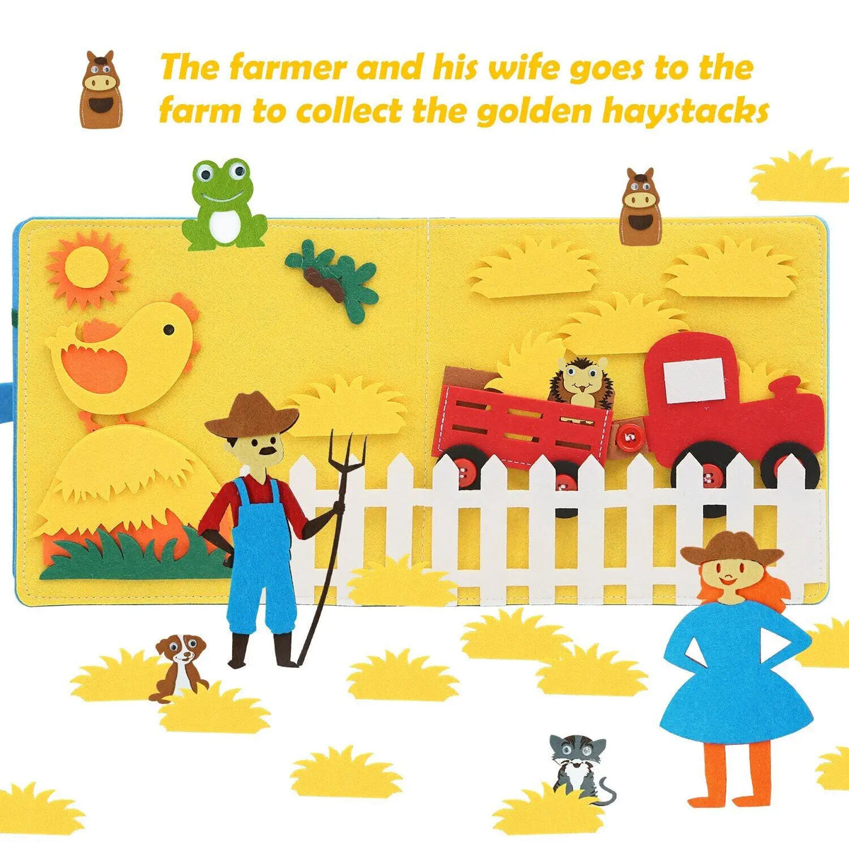 Montessori Felt Busy Book for Toddlers – Farm Animal Quiet Book Sensory Toy for Storytelling & Early Learning
