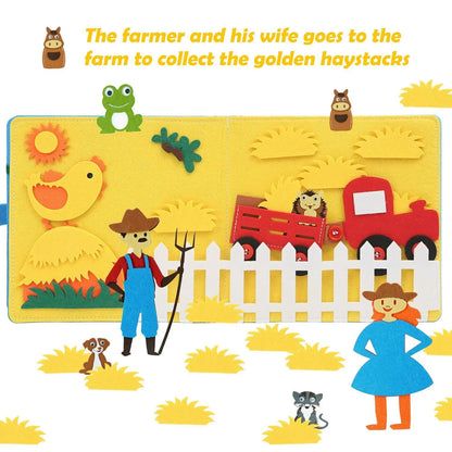 Montessori Felt Busy Book for Toddlers – Farm Animal Quiet Book Sensory Toy for Storytelling & Early Learning