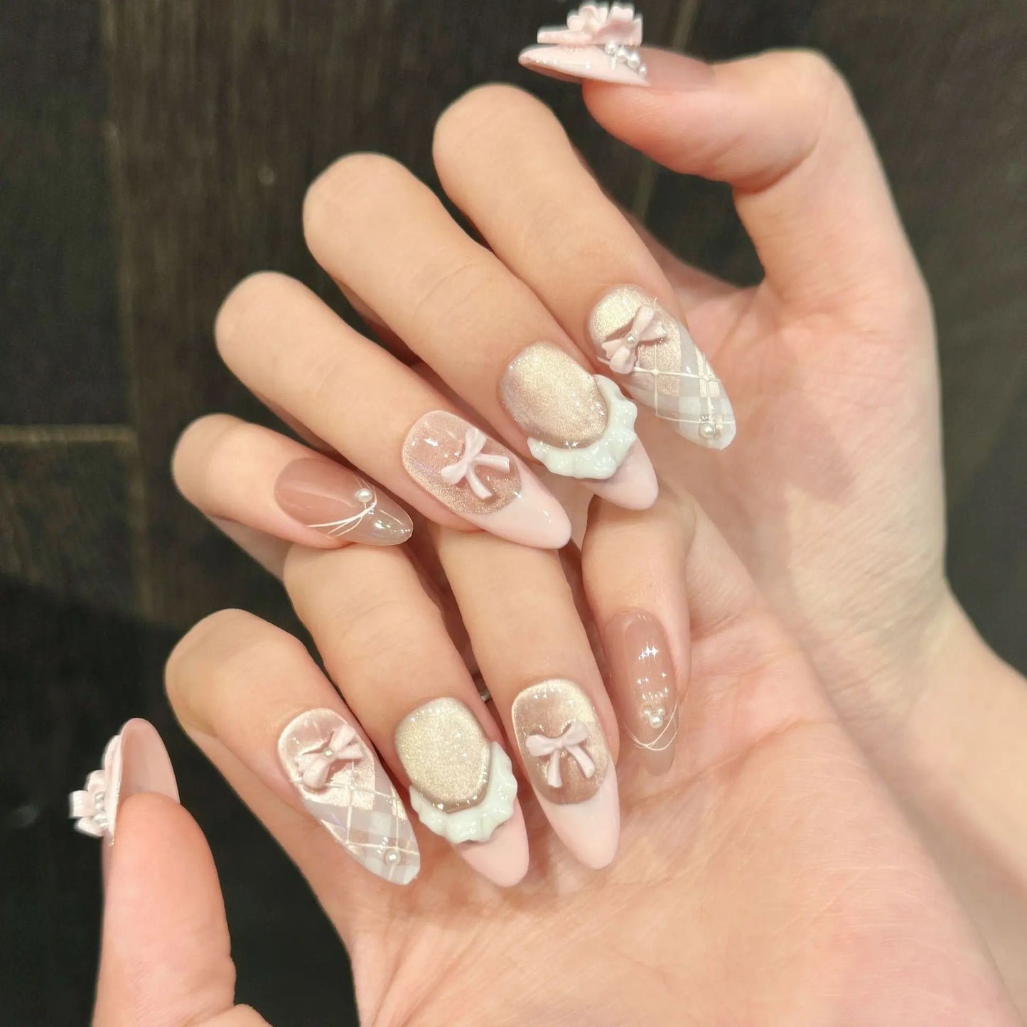 Handmade Almond Press on Nails