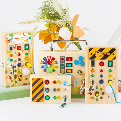 Montessori Busy Board with LED Lights