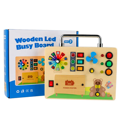 Montessori Busy Board with LED Lights
