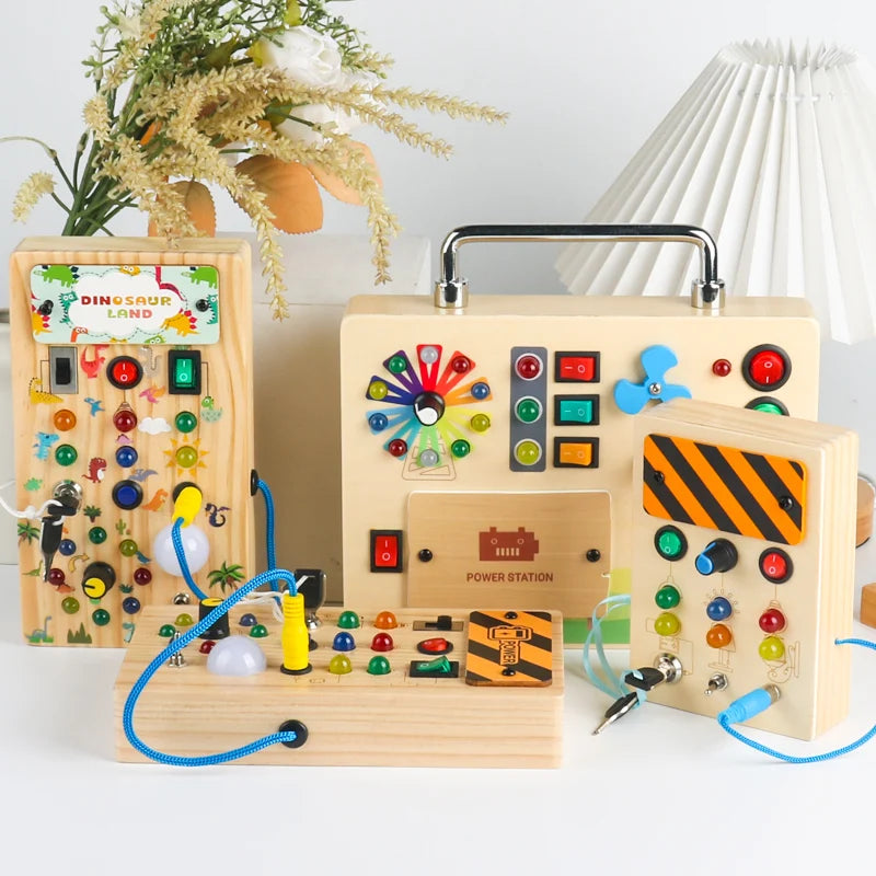 Montessori Busy Board with LED Lights