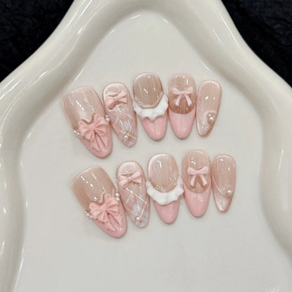 Handmade Almond Press on Nails