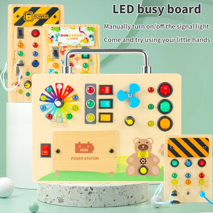Montessori Busy Board with LED Lights