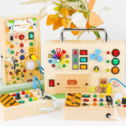 Montessori Busy Board with LED Lights