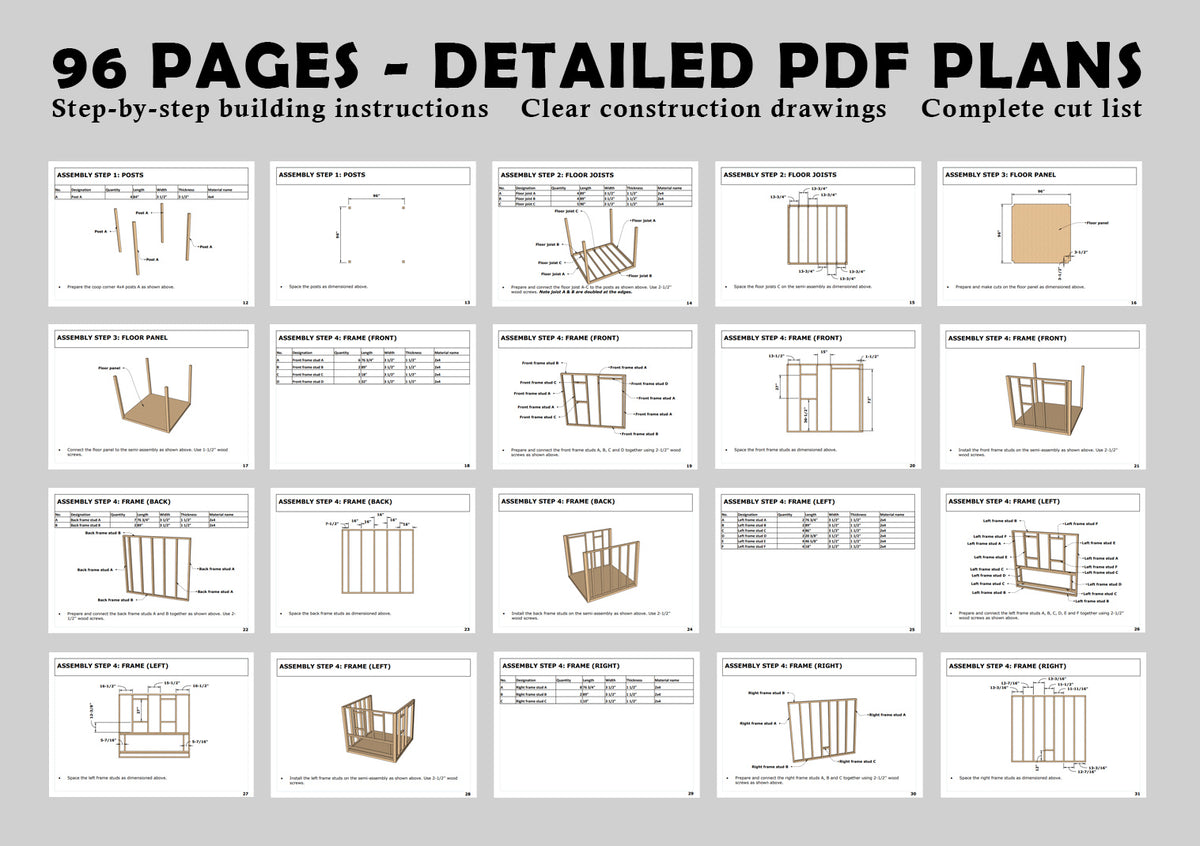 Large Chicken Coop Plans 8x22 ft with Run