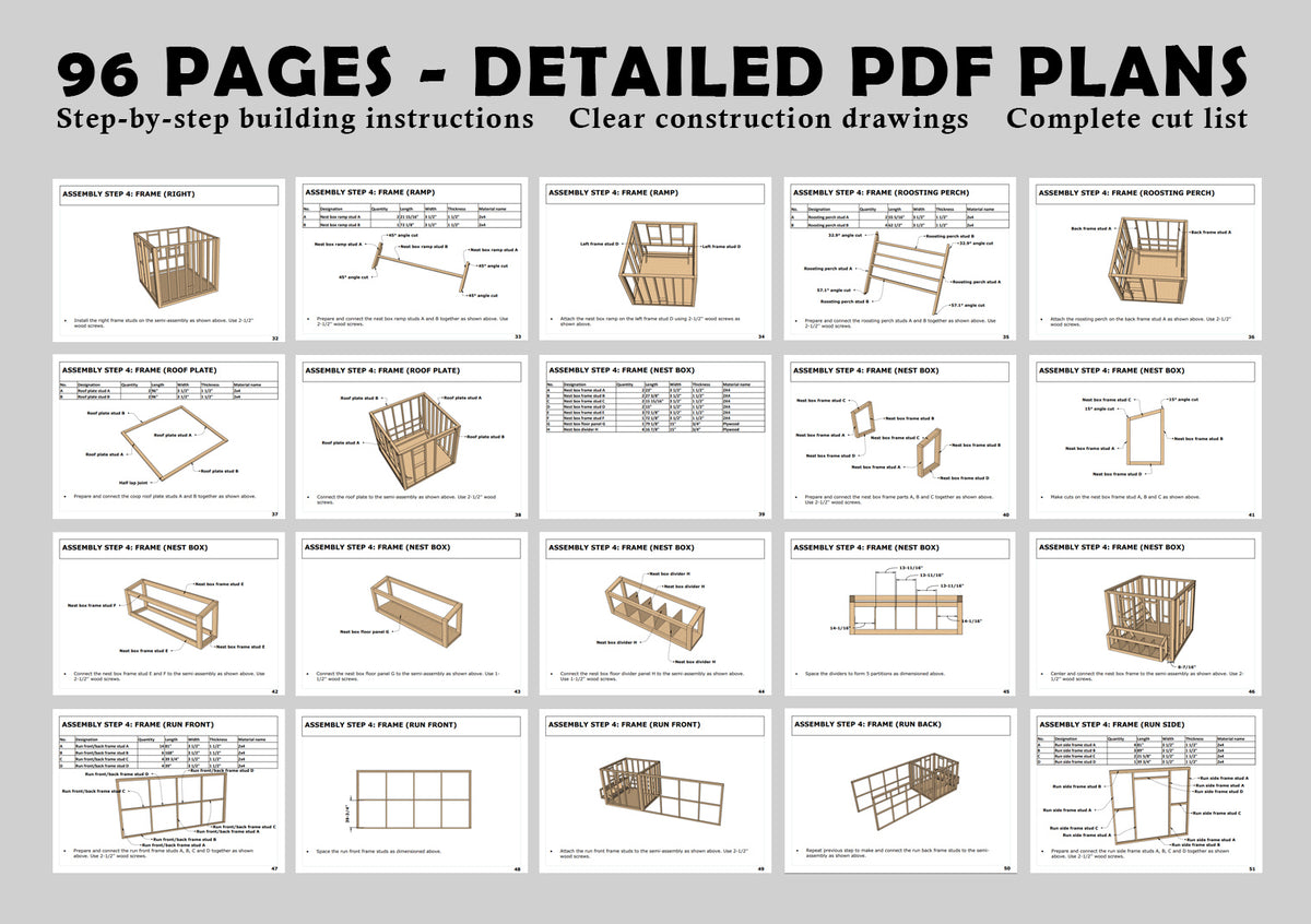 Large Chicken Coop Plans 8x22 ft with Run